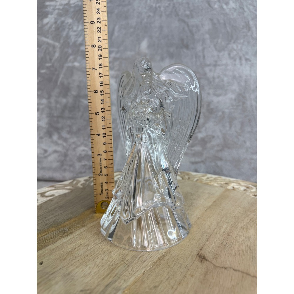 Clear Glass Angel Figurine 7.5 Inch‎ Religious Christmas Decor Statue Clear